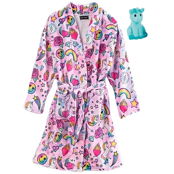 Top Trenz Unicorn Coutoure Big Girls Bath Robe & Unicorn Character
