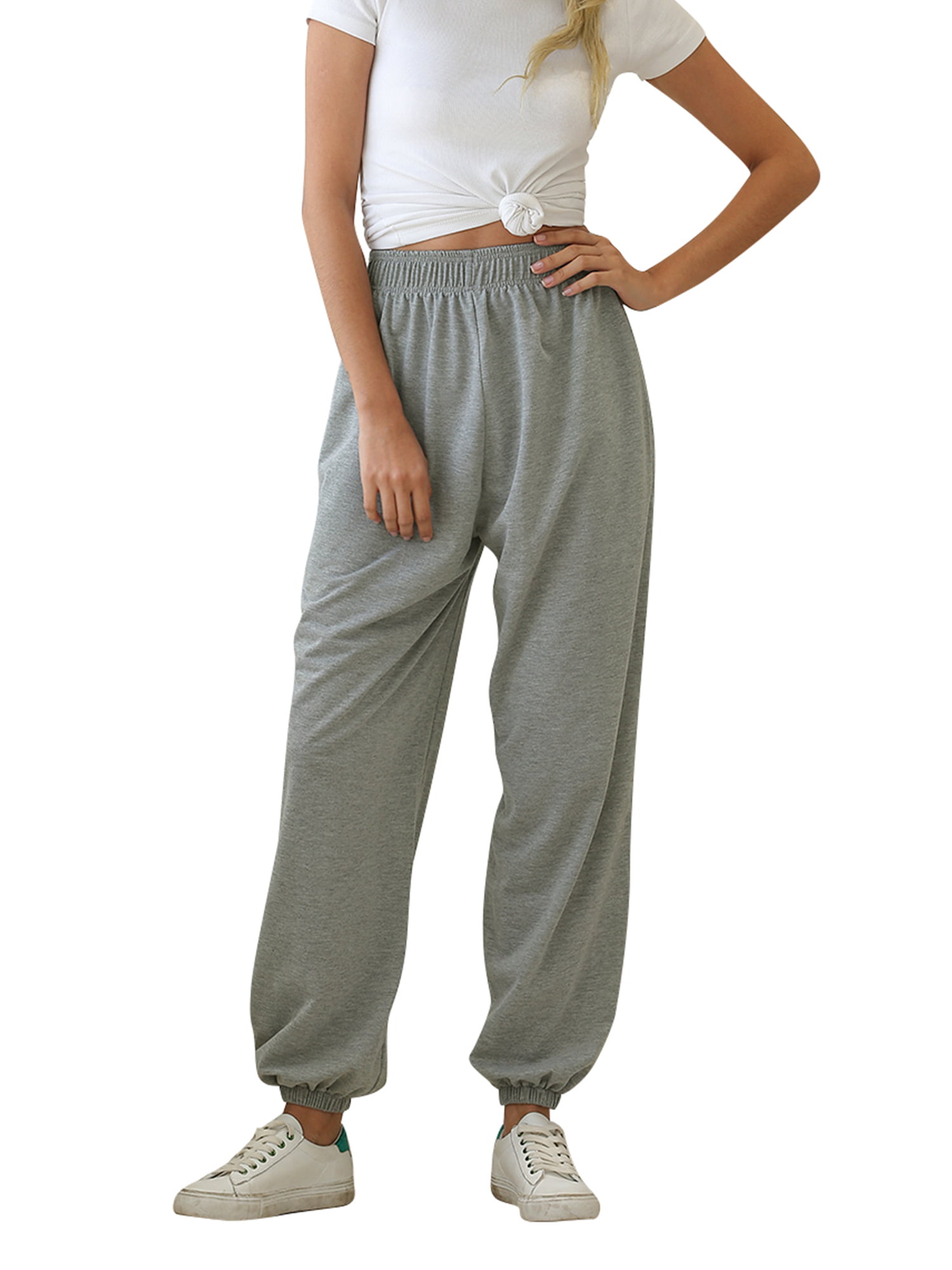 Grey high waist pants work casual loose fit baggy trousers, Women's  Fashion, Bottoms, Other Bottoms on Carousell