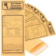 Key Drop Envelopes for After Hours – Auto Shop Repair or Service Peel & Seal Drop Box Envelopes - Automotive Mechanic Night Drop Off, Overnight or Early Bird, Kraft Paper, 4 1/8 x 9 1/2 (100)