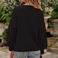 thumbnail image 3 of Miluxas Women's Casual Long Sleeve Sweaters Loose Crewneck Knit Solid Pullover Sweater Tops Black L(L), 3 of 3