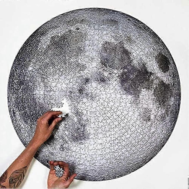 1000 Pieces Round Jigsaw Puzzle Diy Space Moon Earth Circular Puzzles Educational Decompression Puzz
