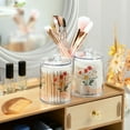 thumbnail image 3 of Yayeee 2 Pack Qtip Holder Bathroom Cotton Swab Canister with Lid Clear Dispenser Set, Gray Cute Flower, 3 of 6