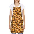 thumbnail image 2 of Naloa 1Pack Adjustable Bib Apron Waterdrop Resistant Cooking Kitchen Aprons for Women Men Chef, Vintage Brown Plaid Sunflower Print, 2 of 5