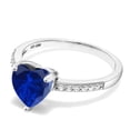 thumbnail image 3 of Gem Stone King 925 Sterling Silver Blue Created Sapphire Ring for Women (1.14 Cttw, Heart Shape 8MM, Available in Size 5, 6, 7, 8, 9), 3 of 5