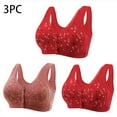 thumbnail image 3 of SMihono Fashion 3 Pc Daisy Bras for Older Women 2025 Push Up No Underwire Full Coverage Convenient Front Closure Everyday Bras Coffee XL, 3 of 6