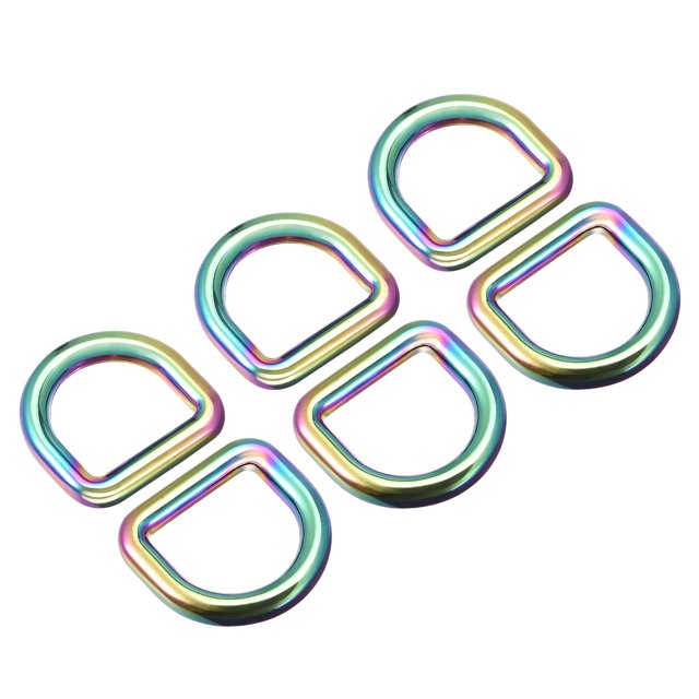Unique Bargains Metal D Ring 16mm Zinc Alloy Electroplated Colorful 6 Pack