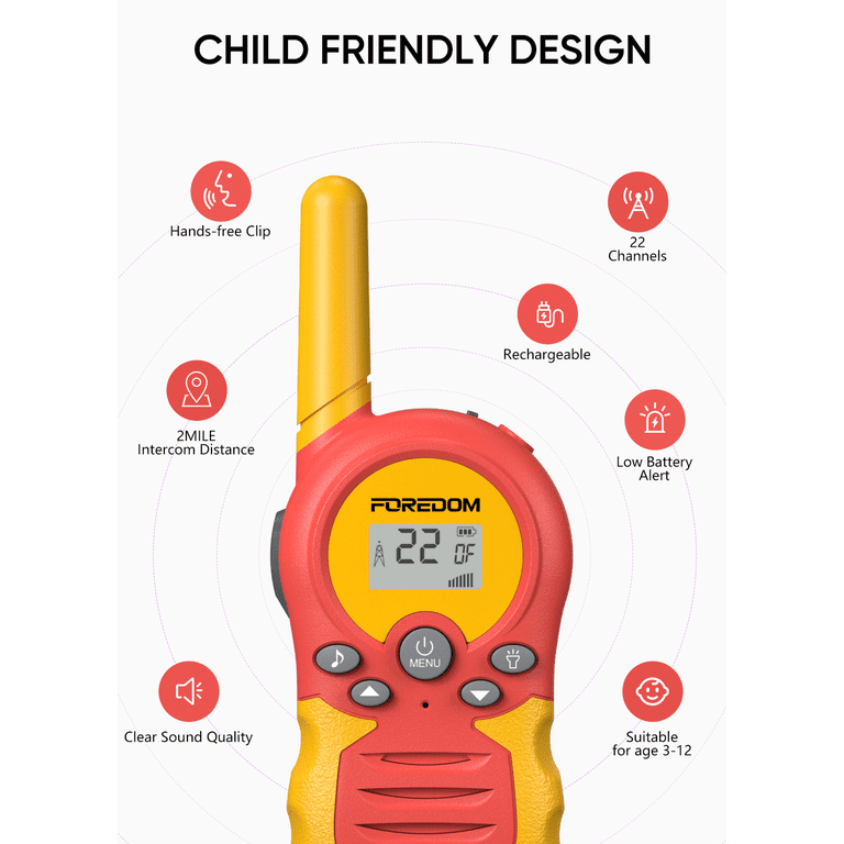 FOREDOM, Rechargeable Walkie Talkies for Kids, 3 Pack, with