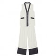 thumbnail image 6 of Miluxas Business Casual Linen Outfits for Women Vest Tops Pant Suits Dressy 2 Piece Sets Summer Crop Blazer Wide Leg Work Pants White M(M), 6 of 9
