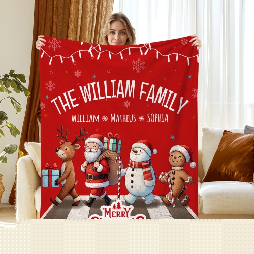 Style4, variant on JML Custom USA Print Throw Blanket, Personalized Christmas Blanket With Text, Customized Gifts Blanket, Mutiple Sizes, 2nd Day Shipping