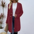 thumbnail image 5 of jtjvou Women Fall Long Cardigan Sweater Trendy Knit Jacket Coat Dressy Blazer Coatigan Red XXL, 5 of 6
