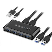 Giizhmy USB 3.0 Sharing Switch Selector 4 Port 2 Computers with One Button Swapping, 2 Count