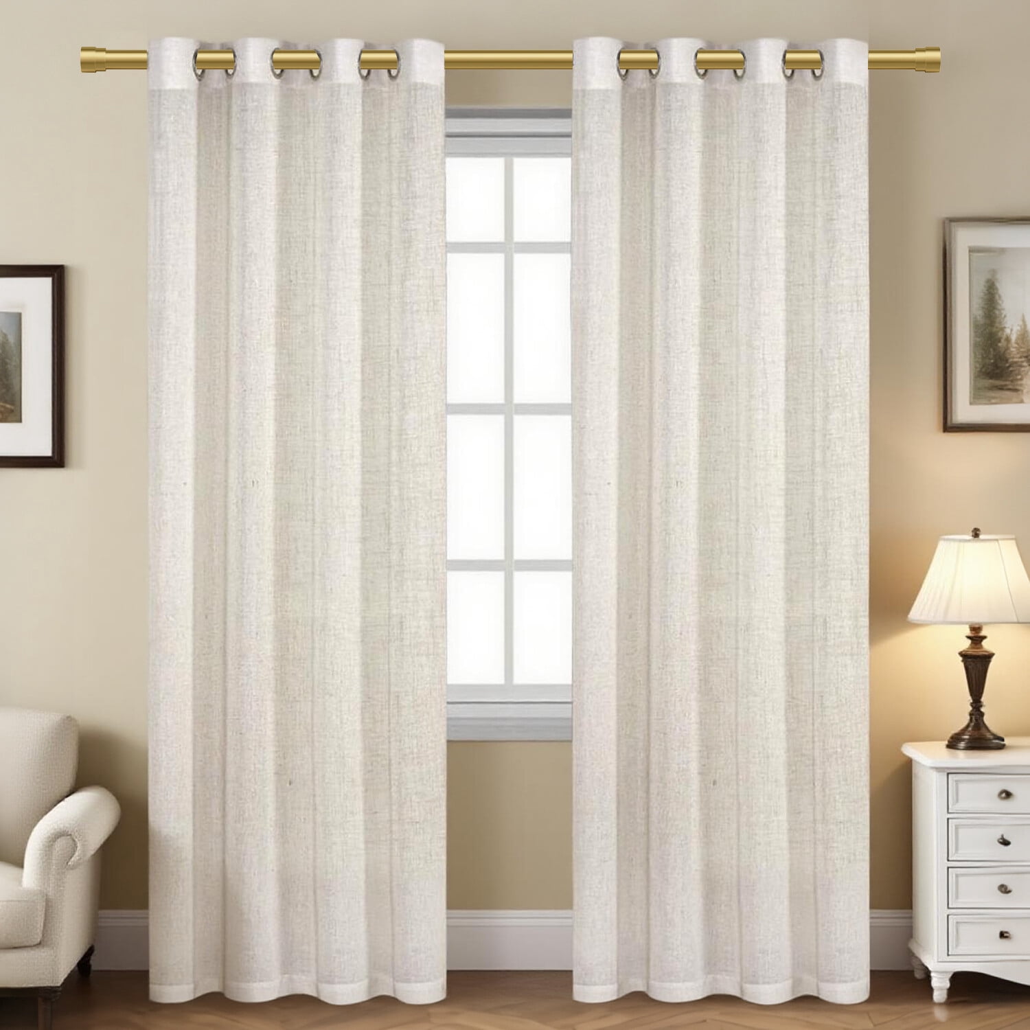 Turquoize Modern Decorative Adjustable Single Curtain Rod Telescoping 0.75" Diameter for Windows 28-48 Inches,Gold
