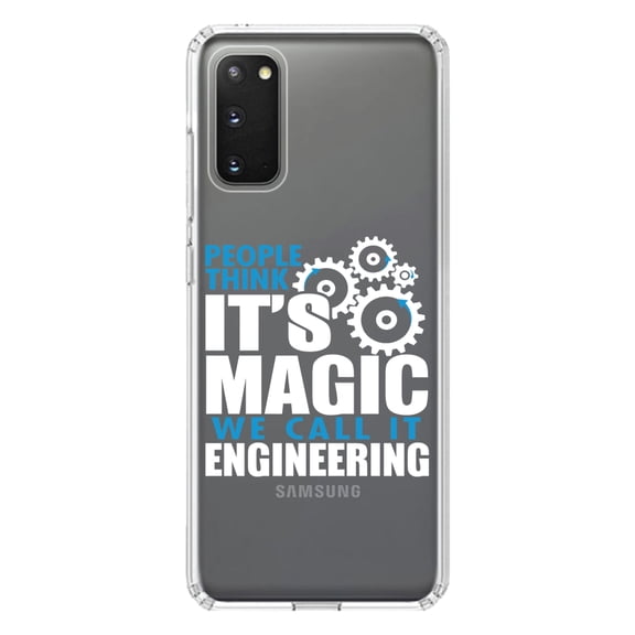 DistinctInk Clear Shockproof Hybrid Case for Galaxy S20 ULTRA / 5G (6.9" Screen) - TPU Bumper Acrylic Back Tempered Glass Screen Protector - People Think It's Magic It's Engineering