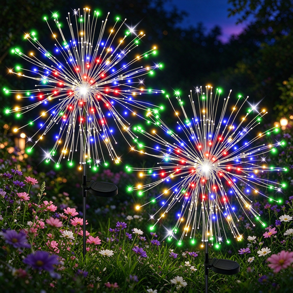 Solar Garden Stake Lights Firework, Outdoor Solar Lights With DIY Bendable Copper Wire, 2PCS Yard Decrations Waterproof for Outdoor Decor, Garden Decor, Outside Patio Decor, Chiristmas Decor