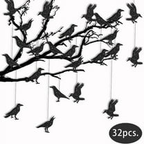 Halloween Decorations, 32 Pcs 4 Styles Gothic Tree Hanging Decor for Summer Black Bird Raven Decal Backdrop Centerpiece for Theme Birthday Party Supplies