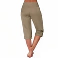 thumbnail image 6 of Yourumao Womens Yoga Capri Pants with Pocket Tummy Control High Waist Capris Split Hem Straight Leg Pants Stretchy Solid Trouser for Athletic Gym, 6 of 9