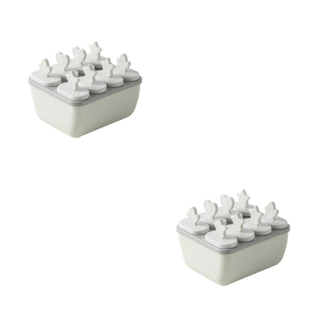 relayinert 8 Cells Round Shape Ice Cream Mold DIY Handmade Dessert Fruit Maker Reusable for Ice Cube Tray Home Ice Cream Maker grey white 2Set
