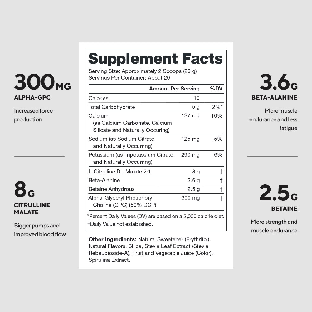 Pulse Natural Pre-Workout Supplement Caffeine-Free naturally sweetened and flavored