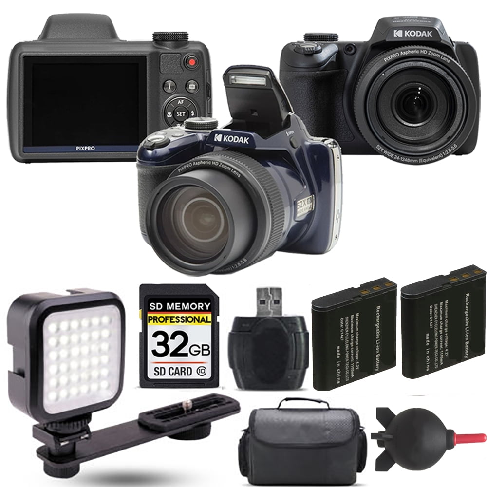 Kodak PIXPRO AZ528 Digital Camera (Black)+ Extra Battery + LED - 32GB Kit (International Version)