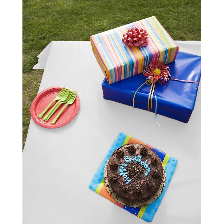 54" X 32.8 Ft Plastic Tablecloth Roll With Cutter Box - Colorful Balloons Design For Parties, Picnics