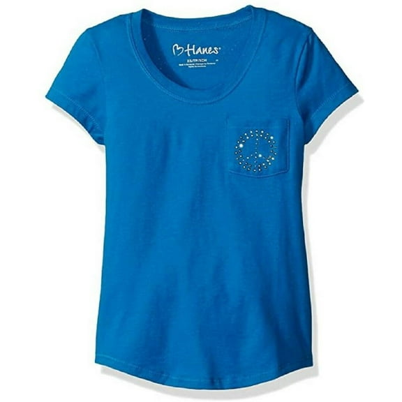 Hanes Girls' Size Large Blue Pocket Bling Tee Shirt