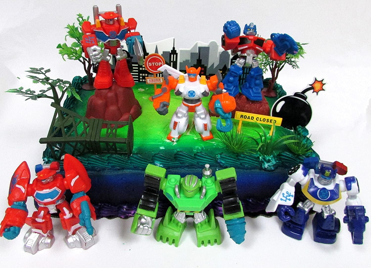 Transformers 16 Piece Birthday Cake Topper Set Featuring Optimus Prime And Friends With Decorative Themed Accessories Walmart Com