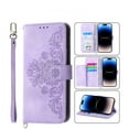 thumbnail image 1 of SaniMore for iPhone 14 Pro 6.1" Magnetic Flip Wallet Case with Cross Body Strap, PU Leather Case with Card Slot & Multi-Angle Kickstand Shockproof Protective Case for Girls Ladies, Purple, 1 of 12
