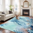 thumbnail image 3 of Coastal Jellyfish Blue Area Rug 5x7 Washable Rug Non Slip Summer Beach Nautical Coral Starfish Large Area Rug Soft Stainresistant Indoor Floor Carpet for Living Room Bedroom Home Office Dining Room, 3 of 8
