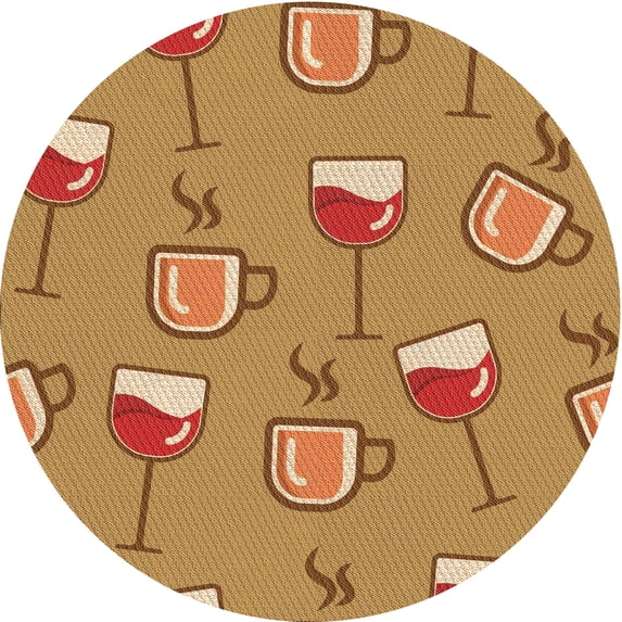 Ahgly Company Machine Washable Indoor Round Transitional Yellow Area Rugs, 4' Round