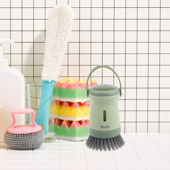 EXHUMKY Cepillo Para Utensilios De Cocina Con Mango Antideslizante Y Dosificador De Jabón Visible