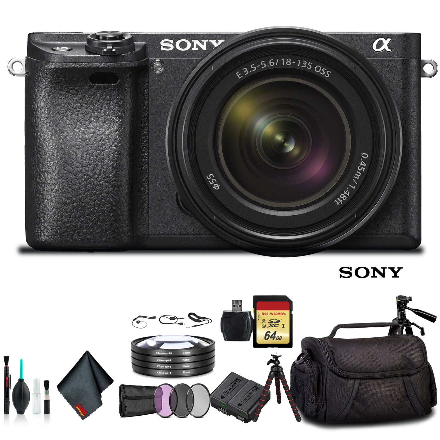 Sony Alpha a6500 Mirrorless Camera with 18135mm Lens ILCE6500M/B With Soft Bag, Tripod