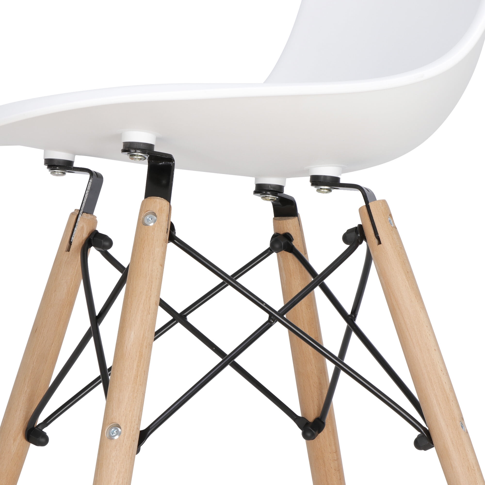 HomGarden Set of 4 Dining Chair Indoor Plastic Side Chair Wood Legs White