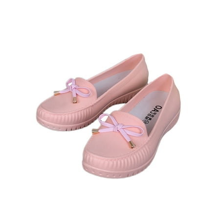 

Rockomi Womens Lightweight Loafers Nonslip Bowknot Waterproof Rain Shoe Work Casual Comfort Low Top Kitchen Shoes Pink 6.5