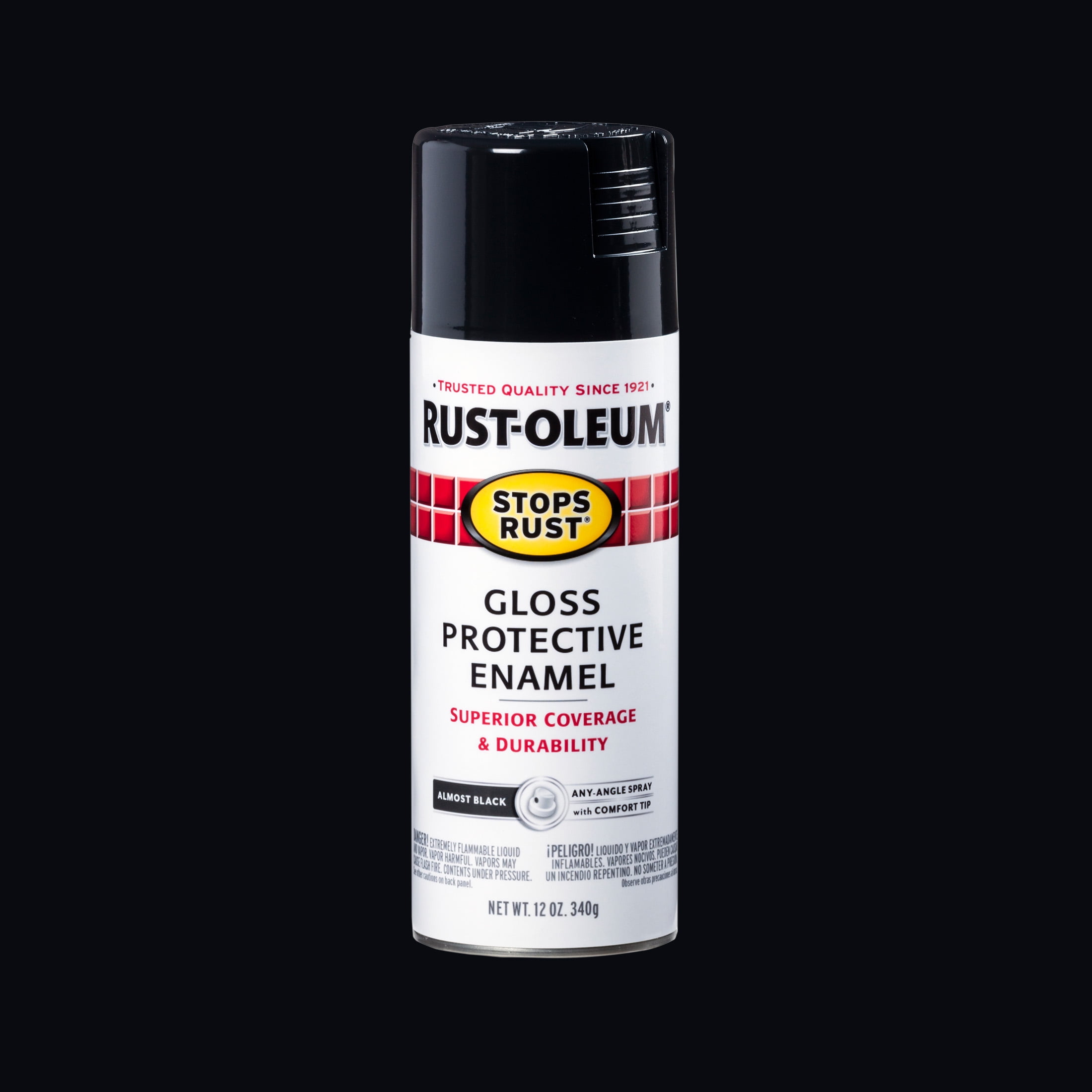 (2 pack) Ink Black, Rust-Oleum Stops Rust Protective Enamel Gloss Spray Paint-371670, 12 oz