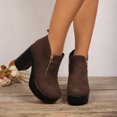 Ladies Block Heel Ankle Boots Side Zip Round Toe Daily Footwear ...