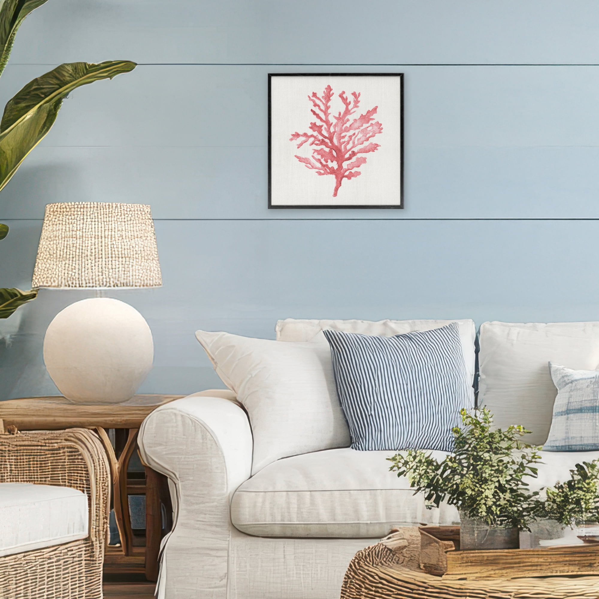 Stupell Industries Rosy Pink Coral Branch Black Framed Giclee Art, design by Janet Tava