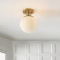 thumbnail image 6 of JONATHAN Y Marcel Bistro 7.75" 1-Light Bohemian Farmhouse Iron/Frosted Glass LED Semi Flush Mount, Brass Gold/White, JYL7499A, 6 of 8