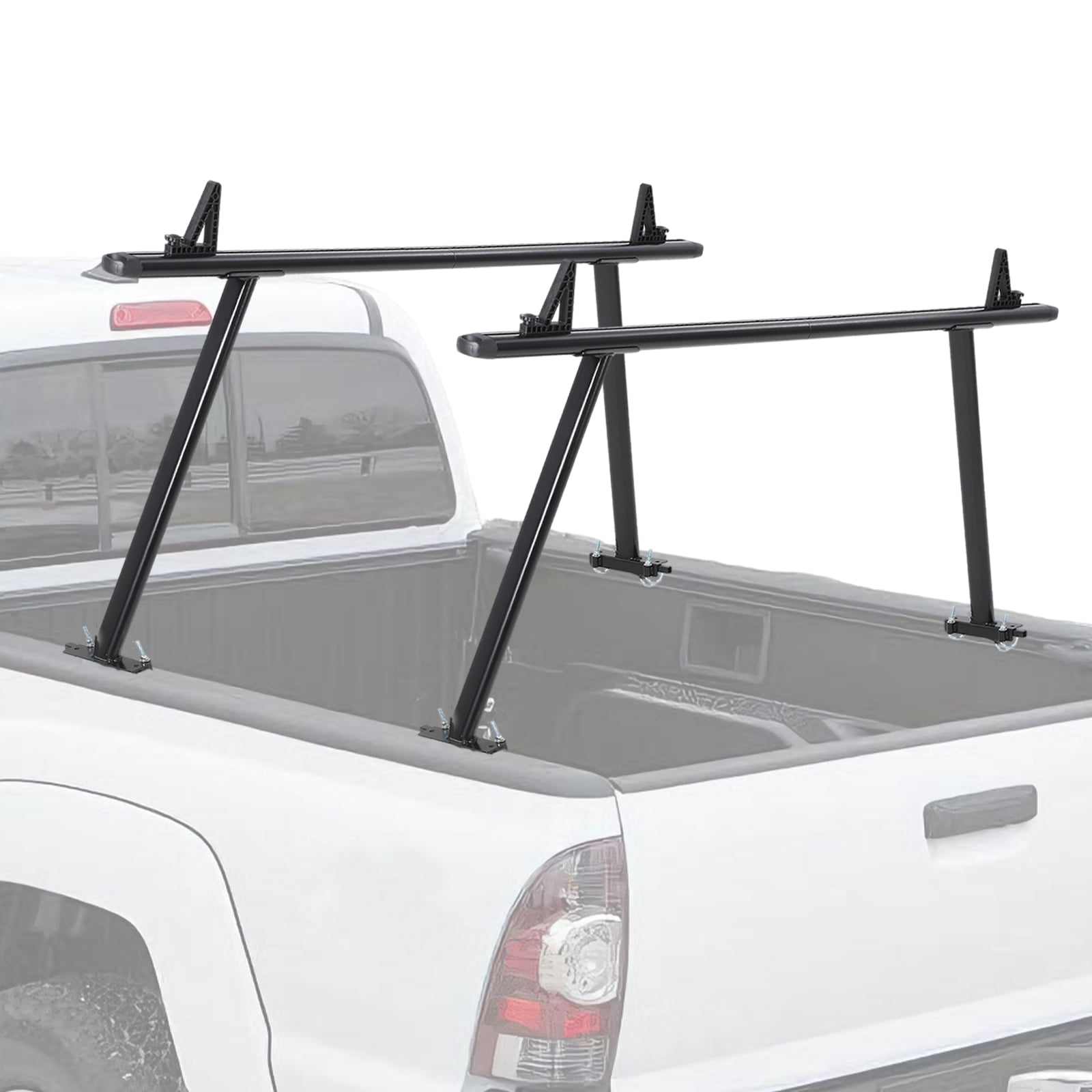 Heavy Duty Adjustable Aluminum Truck Ladder Rack for Pickup Bed – 1000 lbs Capacity, 35-71 Inch, Global No-Drill Fit, 8 J-Bolts, Iron Legs – Fits Kayaks, Ladders, Surfboards, Contractor – Black