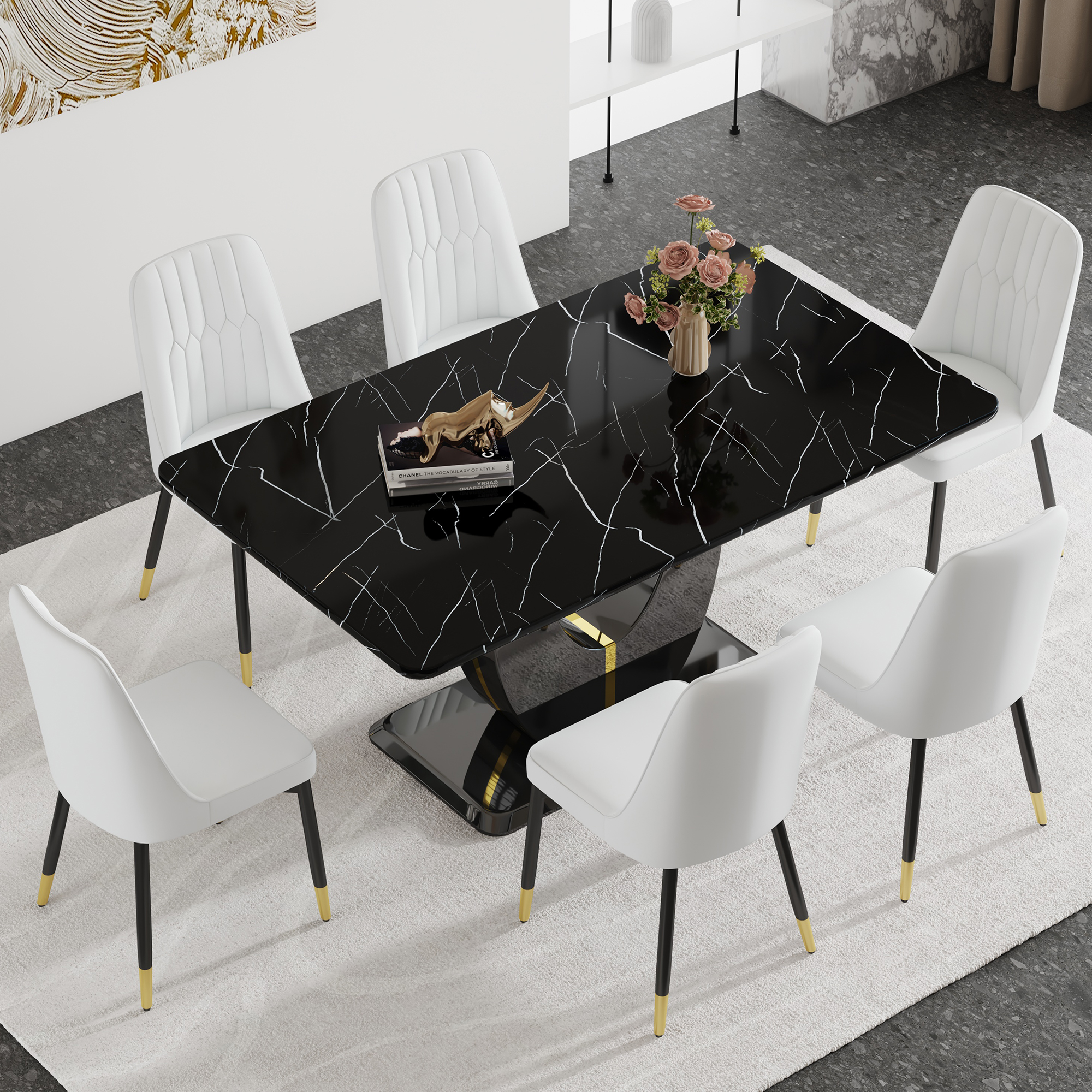 Table+6 White Chairs