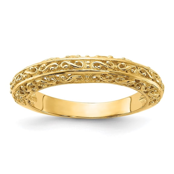 Diamond2Deal 14k Yellow Gold 3mm Filigree Wedding Band for Women Size-6