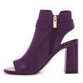 thumbnail image 4 of FSJ Women Chic Peep Open Toe Ankle Booties Block High Heel Metal Buckle Sandal Pumps Cutout Ankle Strap Zipper Party Shoes Size Size 11 Purple, 4 of 4