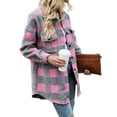 thumbnail image 4 of Seyurigaoka Women Juniors Shacket Plaid Shirt Jacket, Long Sleeve Lapel Outerwear with Pockets, 4 of 8