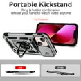 thumbnail image 4 of iPhone 13 Case,Dteck Shockproof Rubber Rugged Case Hybrid Hard Ring Holder Kickstand Slide Camera Lens Protector Cover for Apple iPhone 13,Silver, 4 of 8