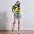 thumbnail image 5 of KLL Women 's Crew Neck Bodysuit Jumpsuits Avocado Print Short onesies Stretch T Shirts, 5 of 5