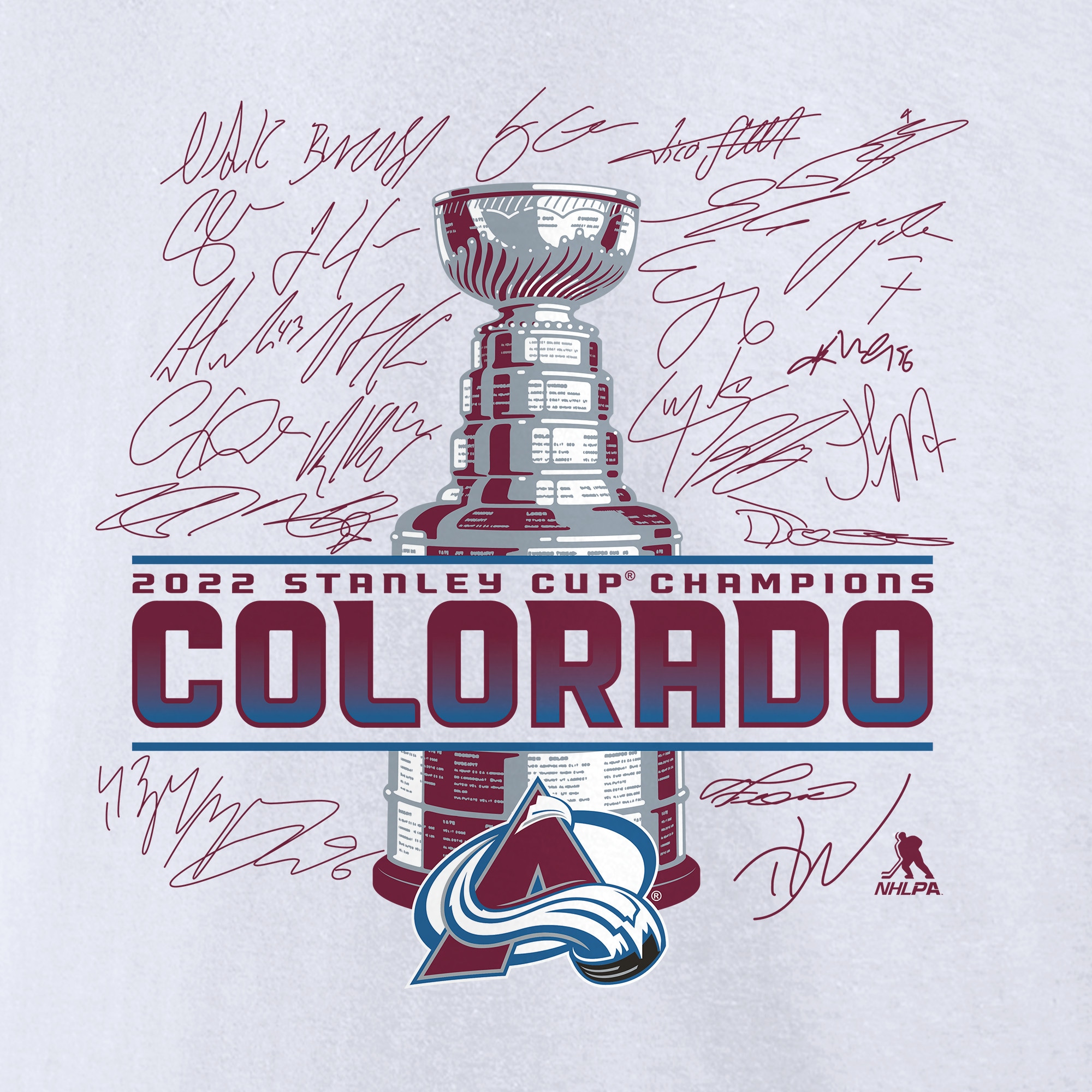Men's Fanatics Branded White Colorado Avalanche 2022 Stanley Cup Champions Signature Roster T-Shirt - image 5 of 5