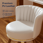 HomeZeer 24 Bar Stools Set of 2, Counter Height Bar Stools with Curved Back Swivel Barstools Pub Chairs with Wood Legs, White