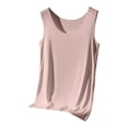 thumbnail image 4 of Miorin Women Square Neck Seamless Undershirt Tank Tops with Built-in Padded Bra, Wide Strap Long Slim Fit Layering Cami for Daily Casual Outfits, Pink 2XL, 4 of 7