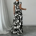 thumbnail image 6 of MORTTIC Women's Floral Print V-Neck Maxi Dress with Elastic Waist Bohemian Summer Casual Long Dress Black，XL, 6 of 9