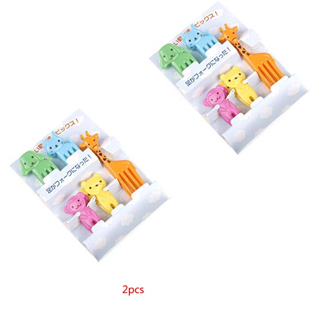 Dibujos animados de alimentos para animales, palillos de frutas, gato, perro, oso, tenedores, caja de almuerzo, accesorio, herramienta de decoración 2 bolsas / juego Inevent JJ14872-00