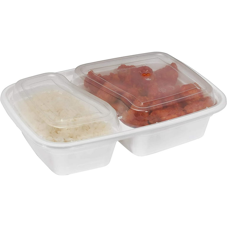 Meal Prep Containers White 2 Compartments With Lids 32 Oz. 